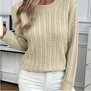 Twist knit crew neck jumper for women in 15 colours