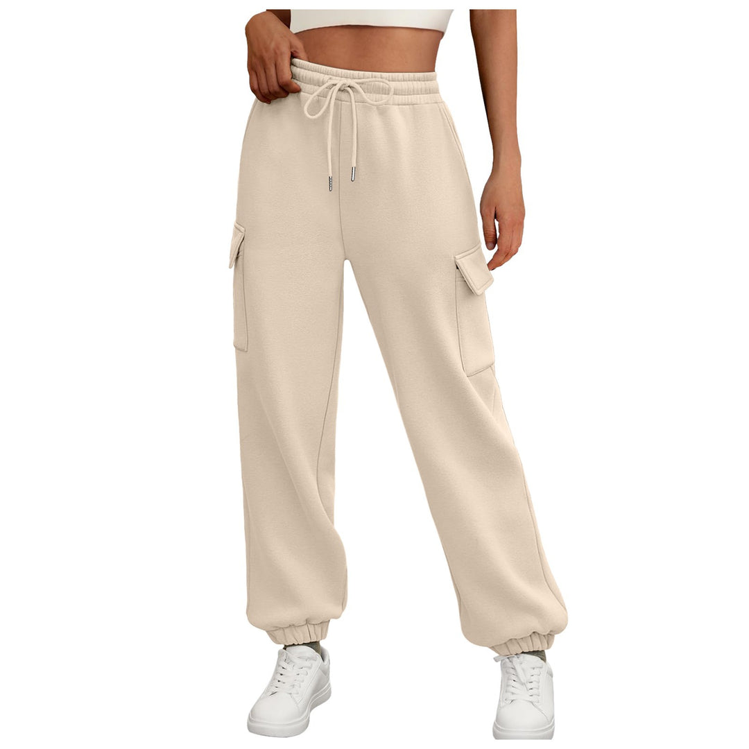 Fleece-lined baggy joggers with pockets and a high waist