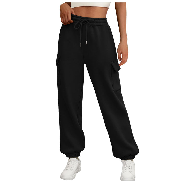 Fleece-lined baggy joggers with pockets and a high waist