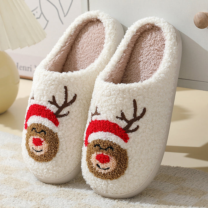 Christmas slippers with Santa, gingerbread and moose designs