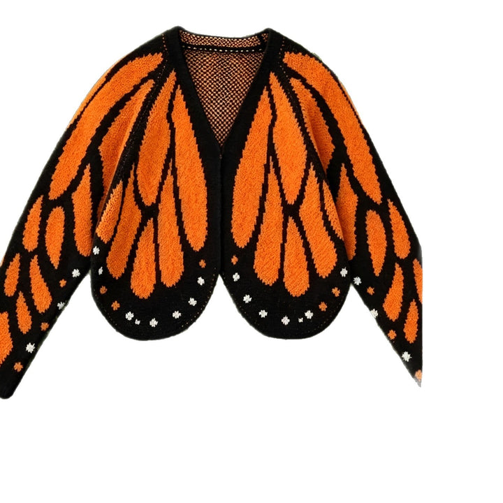 Butterfly crochet open-front cardigan with batwing sleeves