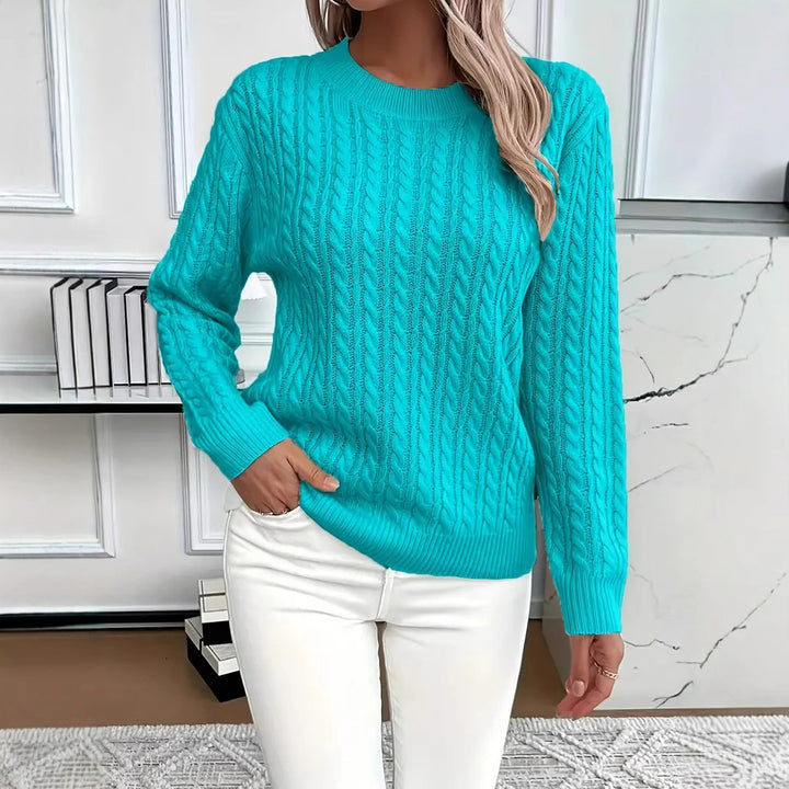 Twist knit crew neck jumper for women in 15 colours