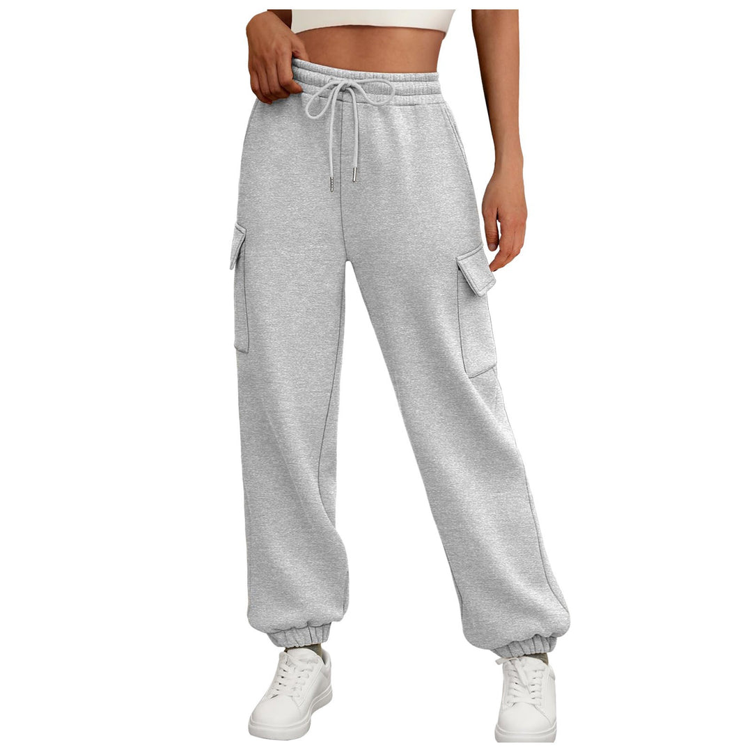 Fleece-lined baggy joggers with pockets and a high waist