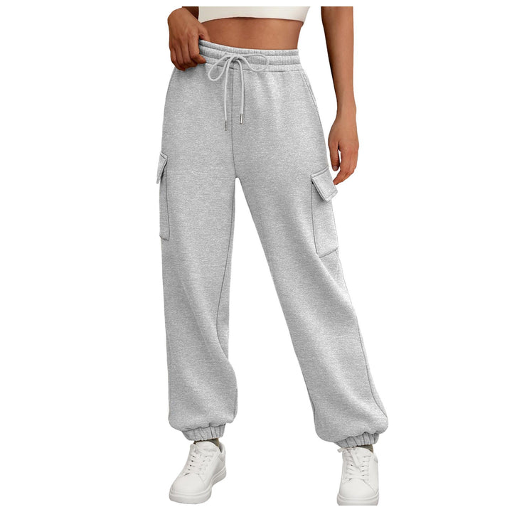 Fleece-lined baggy joggers with pockets and a high waist