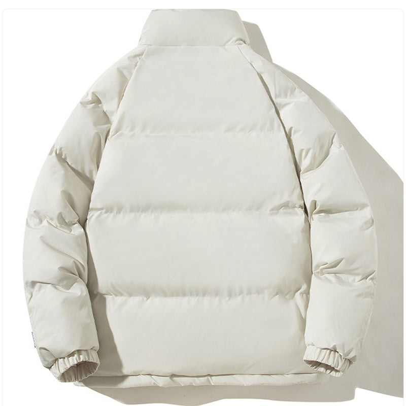 Unisex stand-collar padded jacket with plush lining and pockets