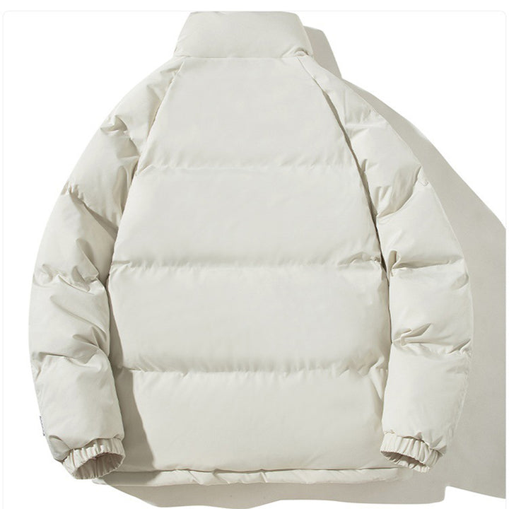 Unisex stand-collar padded jacket with plush lining and pockets