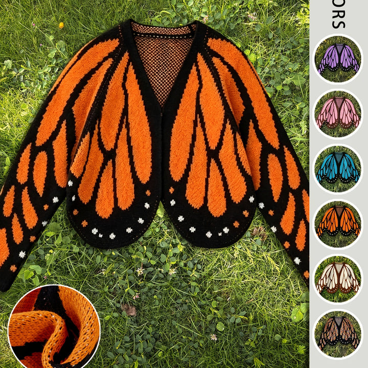 Butterfly crochet open-front cardigan with batwing sleeves