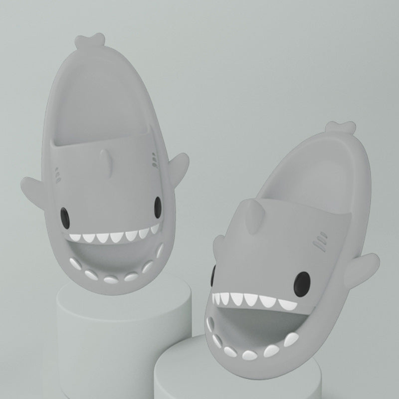 Cute shark slippers with soft, grippy EVA sole for indoors and out