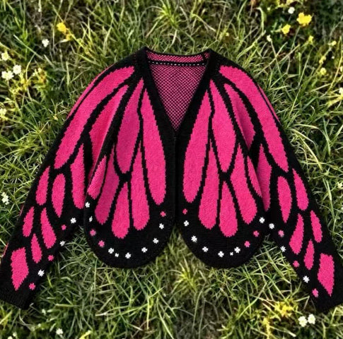 Butterfly crochet open-front cardigan with batwing sleeves