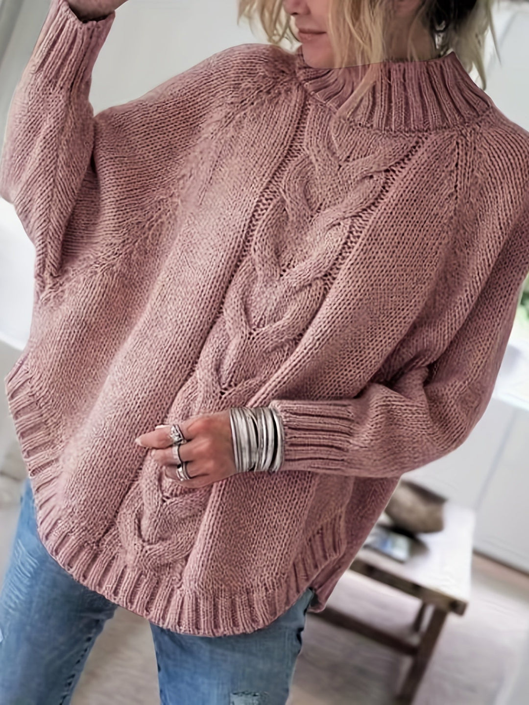 Gwendolyn | Cable-Knit High-Neck Jumper