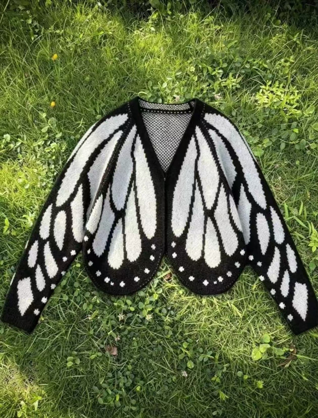 Butterfly crochet open-front cardigan with batwing sleeves