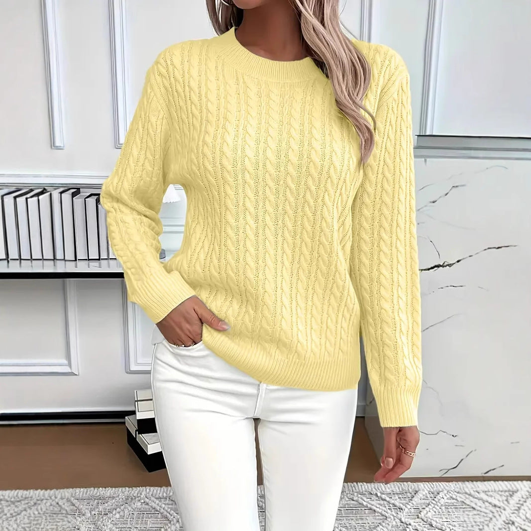 Twist knit crew neck jumper for women in 15 colours