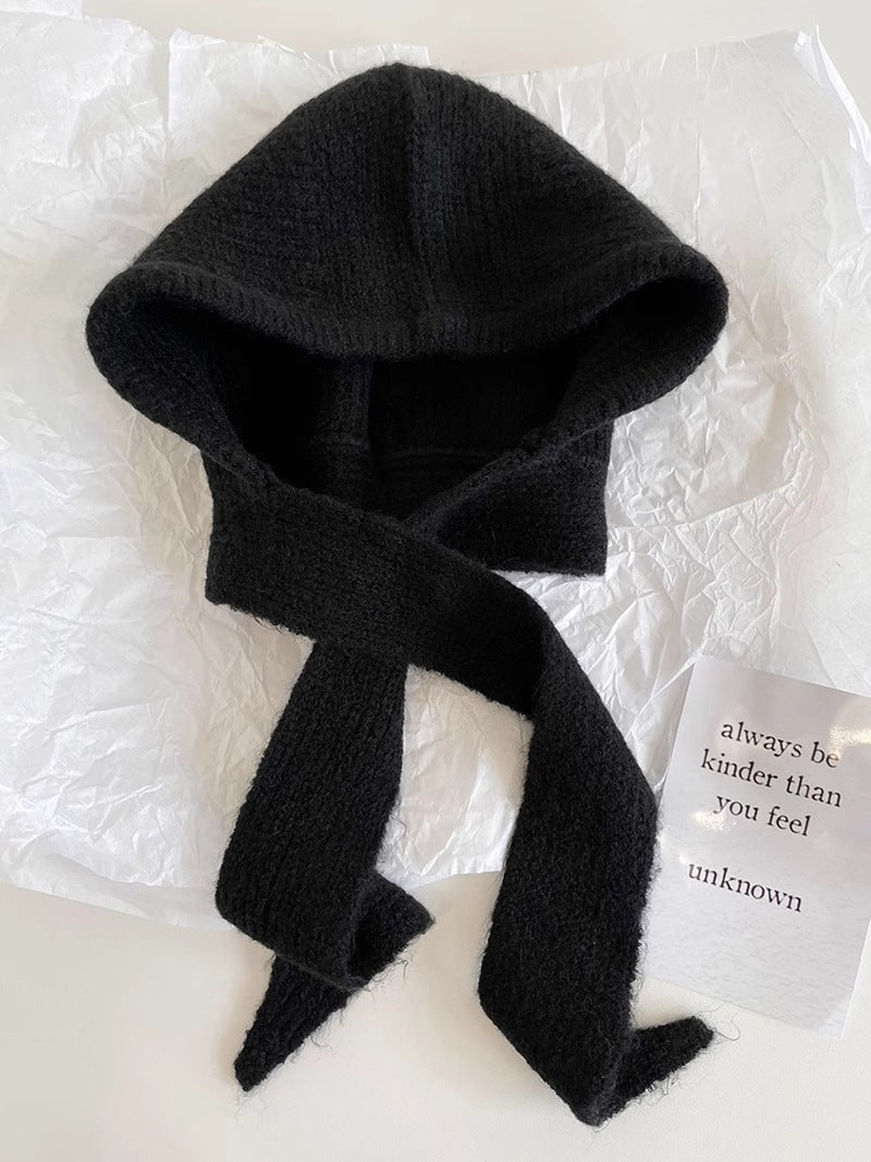 Retro Wool Blend Balaclava Hat With Ear Cover, Bandage Design