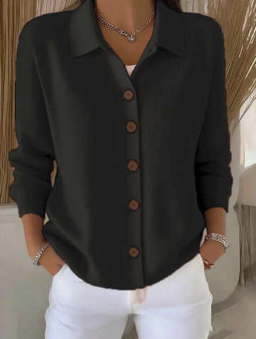 Collared button-front cardigan for women in 14 colours