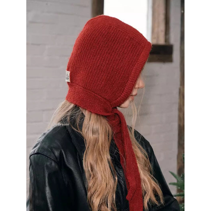 Retro Wool Blend Balaclava Hat With Ear Cover, Bandage Design