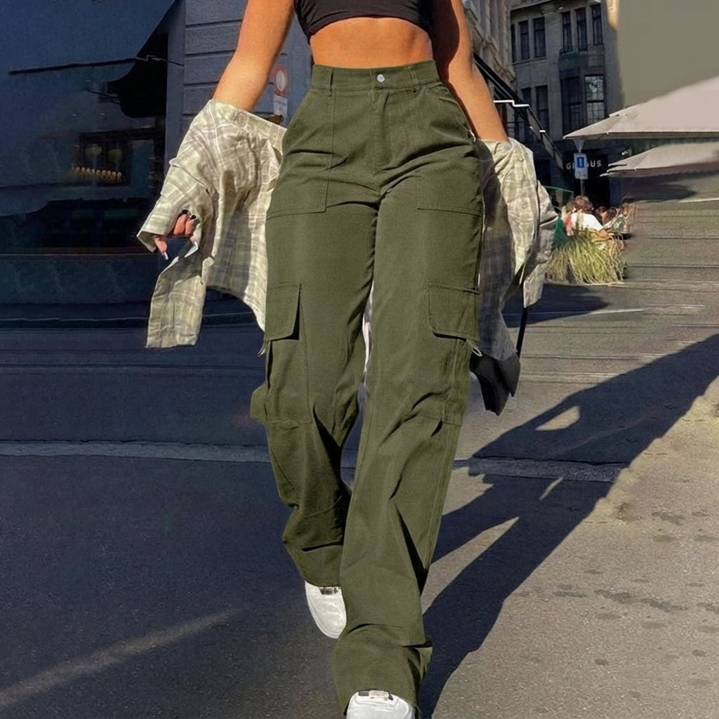 Bonnie | High-Waisted Wide-Leg Cargo Trousers