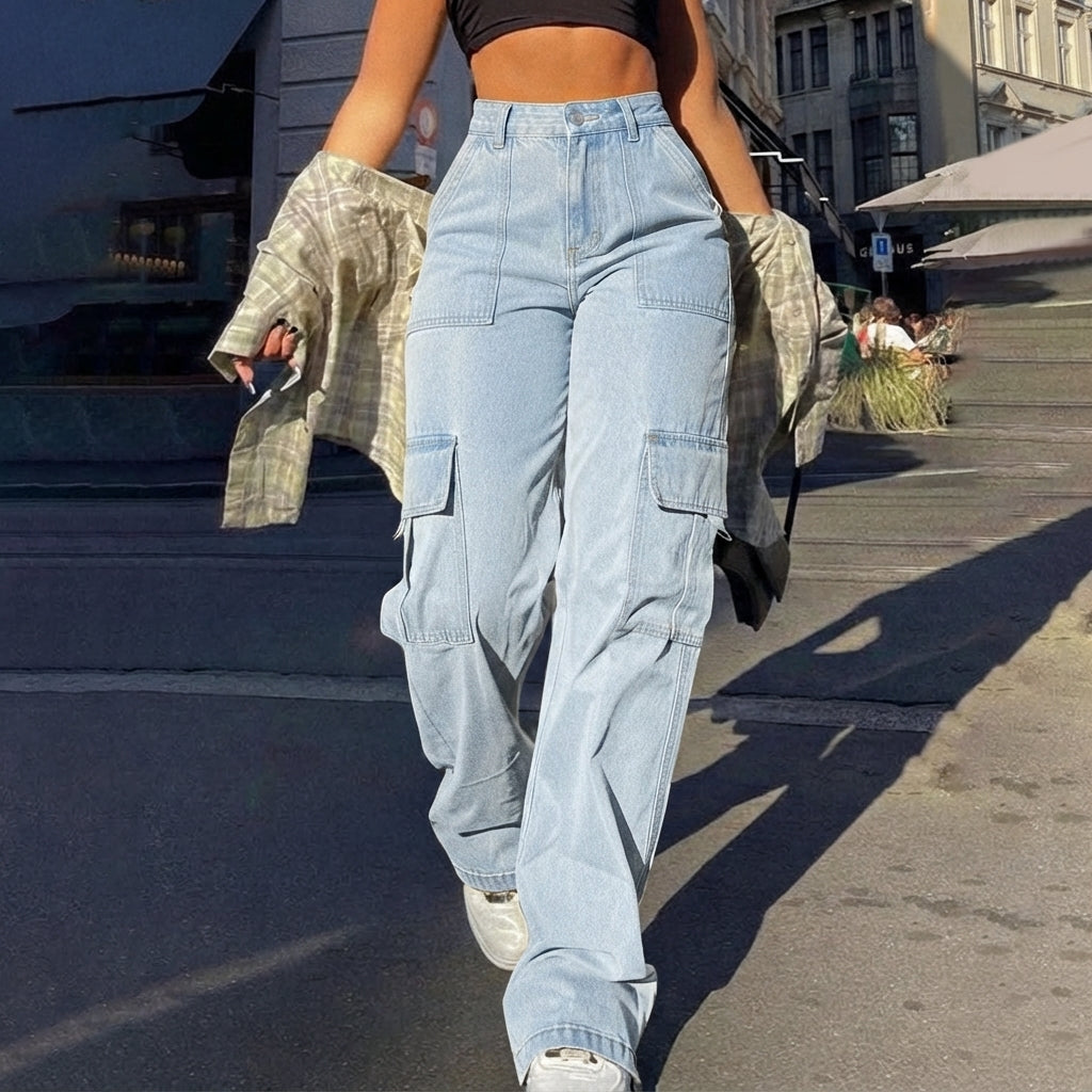 Bonnie | High-Waisted Wide-Leg Cargo Trousers