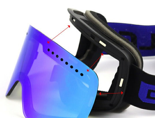Frameless ski goggles with mirrored lens