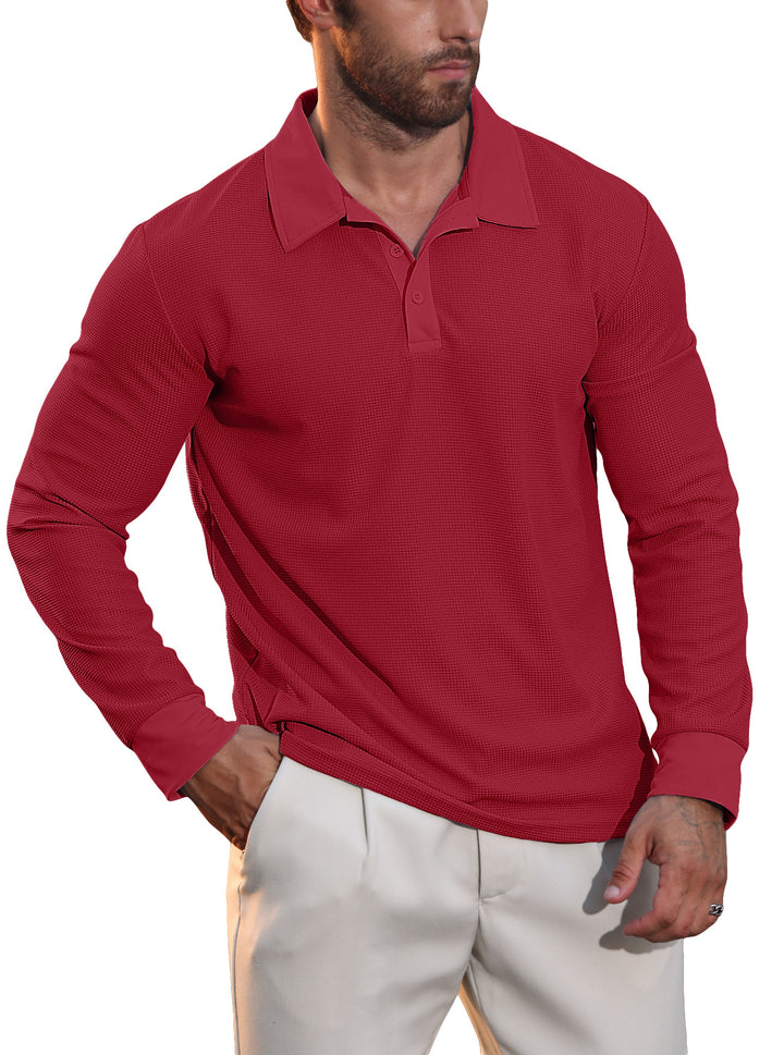 Gareth | Textured Long-Sleeve Polo Shirt
