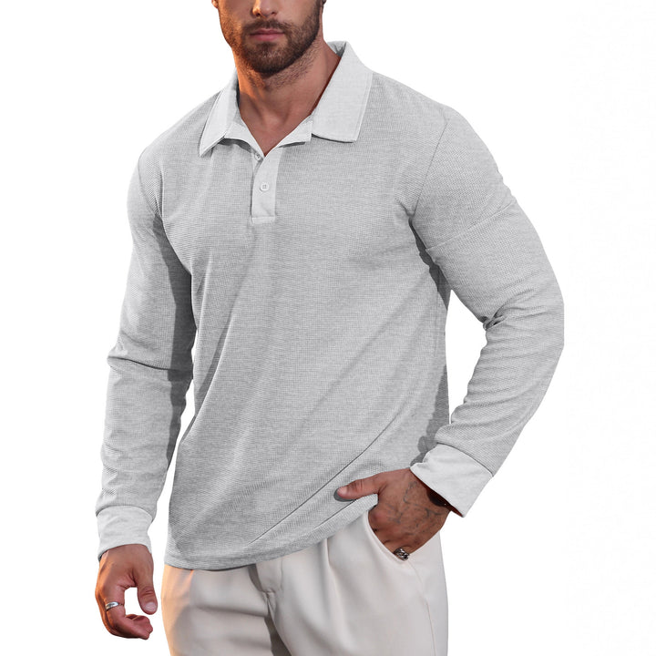 Gareth | Textured Long-Sleeve Polo Shirt