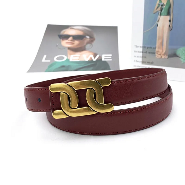 Gold Buckle Belt Adjustable Smooth Strap for Jeans