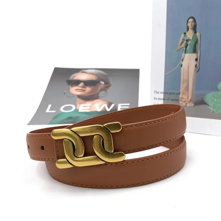 Gold Buckle Belt Adjustable Smooth Strap for Jeans