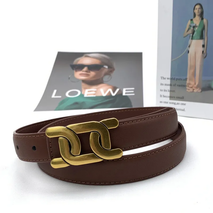Gold Buckle Belt Adjustable Smooth Strap for Jeans
