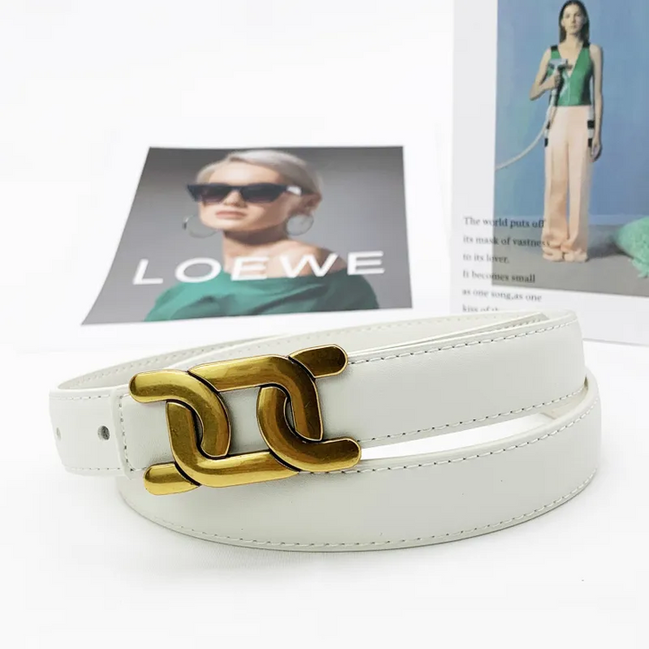 Gold Buckle Belt Adjustable Smooth Strap for Jeans