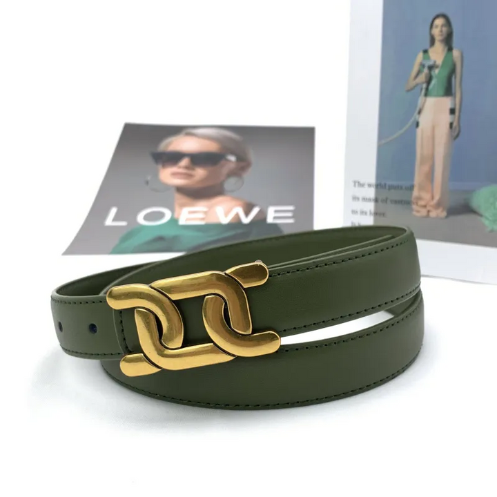 Gold Buckle Belt Adjustable Smooth Strap for Jeans