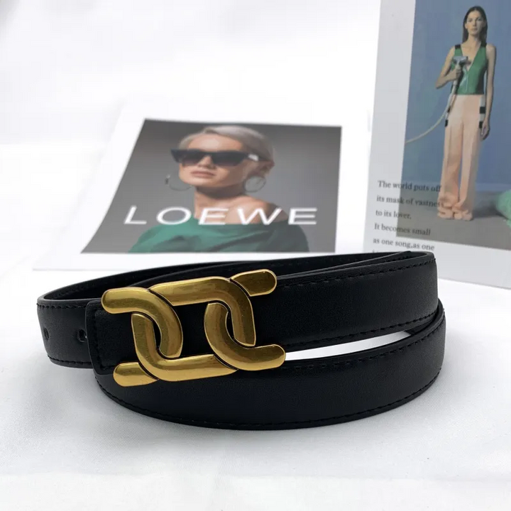 Gold Buckle Belt Adjustable Smooth Strap for Jeans