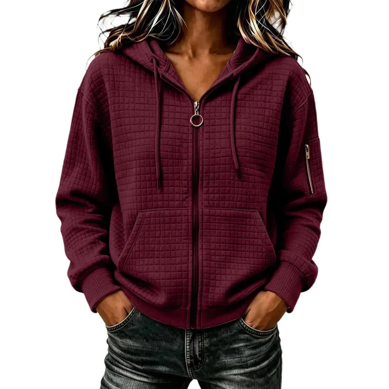 Kathryn | Textured Zip-Up Hoodie