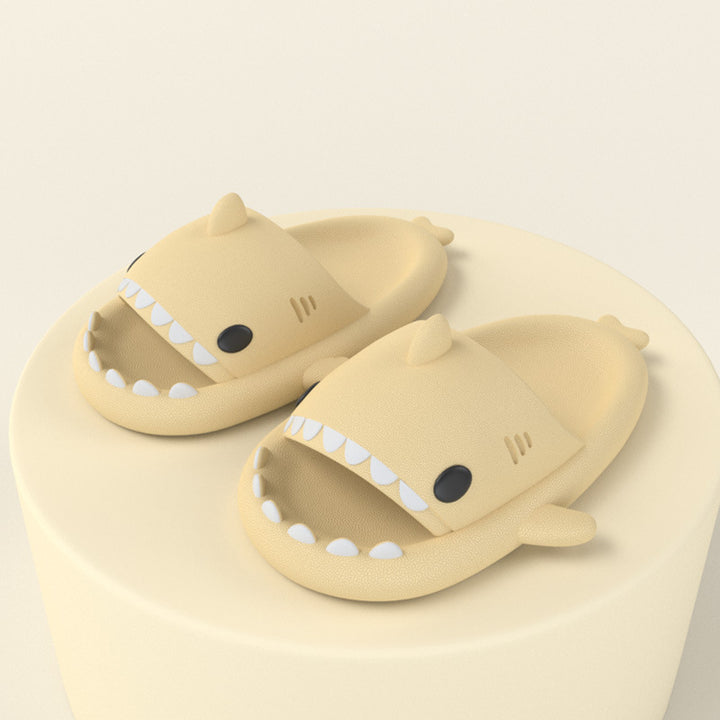Cute shark slippers with soft, grippy EVA sole for indoors and out