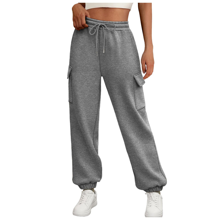 Fleece-lined baggy joggers with pockets and a high waist