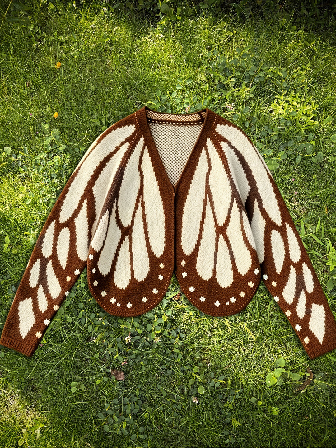Butterfly crochet open-front cardigan with batwing sleeves