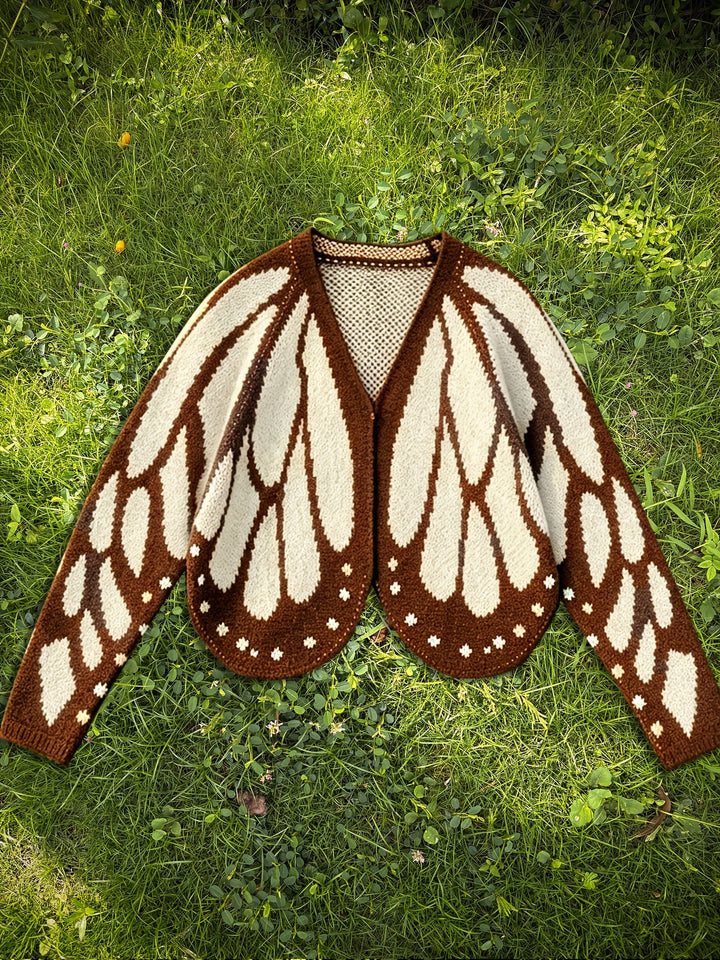 Butterfly crochet open-front cardigan with batwing sleeves