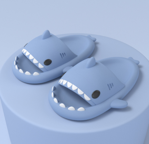 Cute shark slippers with soft, grippy EVA sole for indoors and out