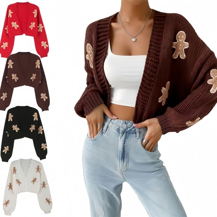 Gingerbread Man V-Neck Knitted Christmas Jumper