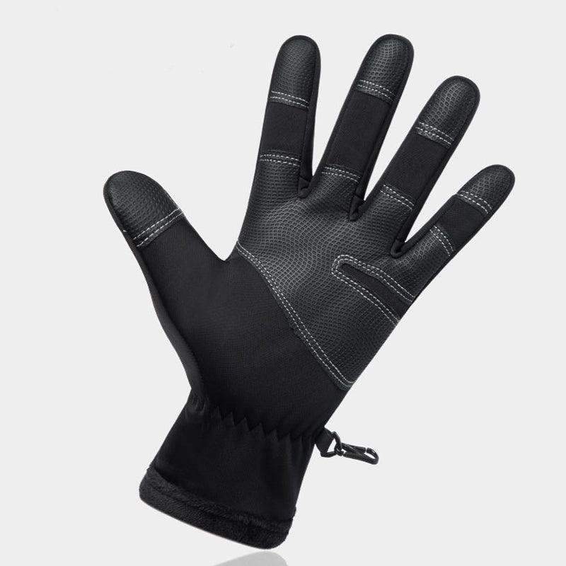 Waterproof winter gloves with zip pocket
